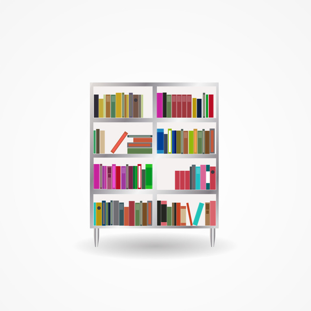 Bookcase with Books Icon Vector Illustration - Vector, Image