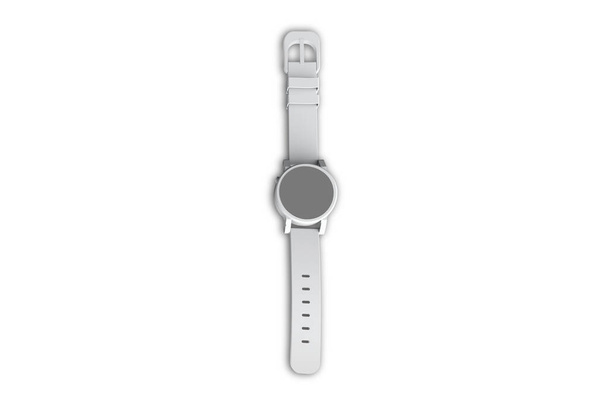 Пустые круглые умные часы макет изолирован на белом фоне. 3d-рендеринг. - Фото, изображение
