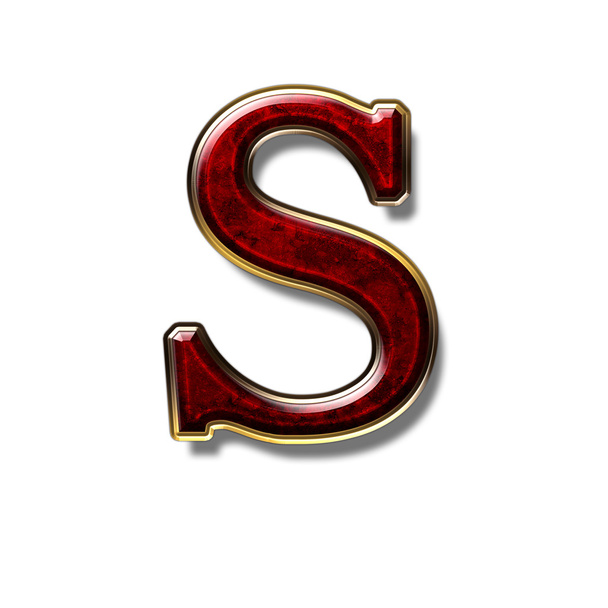 Letter S - precious stone is red - Photo, Image