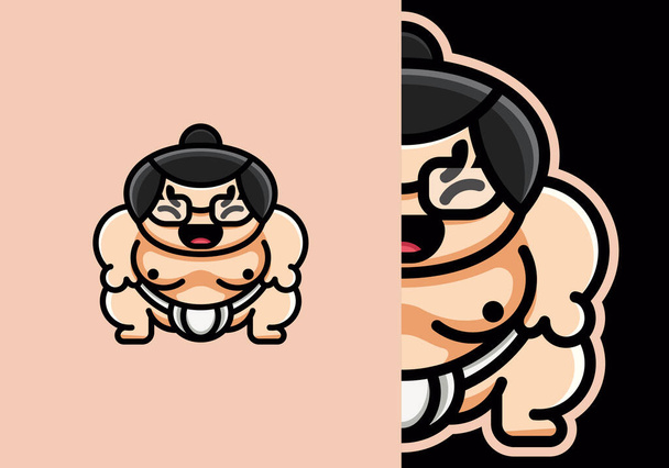 Cute sumo athlete logo Playful, powerful, and full of spirited sportsmanship. - Vector, Image