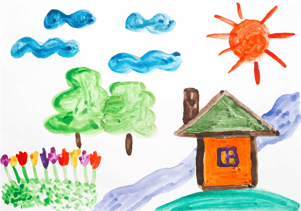 akvarell, rajz nyári nap - Vektor, kép