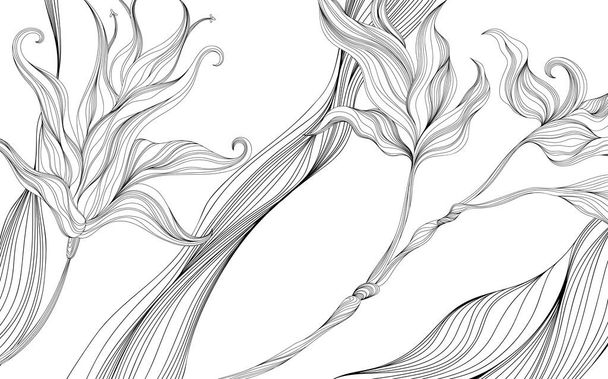 Абстрактний квітковий фон з намальованими вручну каракулевими квітами. Мальована рука ілюстрація. - Вектор, зображення