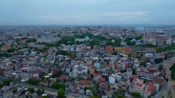 Blue Mosque and Hagia Sophia aerial view at Sultan Ahmet at Park in Sultanahmet district in historic city of Istanbul, Turkey. Historic Areas of Istanbul is a UNESCO World Heritage Site.  - Footage, Video