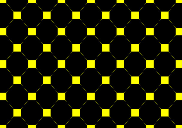 vector netto vierkante patroon geel op zwarte kleur achtergrond - Vector, afbeelding