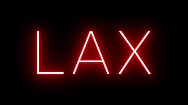 ロサンゼルス空港の3文字の識別子と赤いレトロネオンサインの輝きと点滅 - 映像、動画