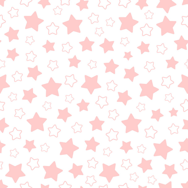 Vector seamless pattern of pink pentagonal stars - Διάνυσμα, εικόνα