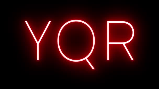Rood retro neon bord met de drieletterige identificatie voor YQR Regina Airport - Video