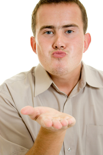 A man sends a air kiss. - Foto, afbeelding