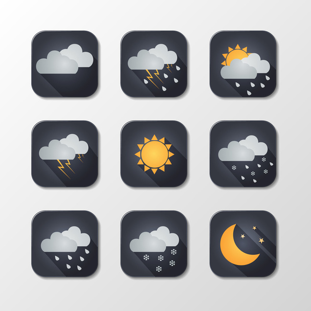 Weather Flat design icons - Vector, Imagen