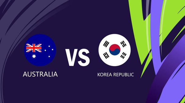 Australia And Korea Republic Match Emblems Flags Asian Nations 2023 Teams Countries Asian Football Symbol Logo Design Vector Illustration - Vector, Image
