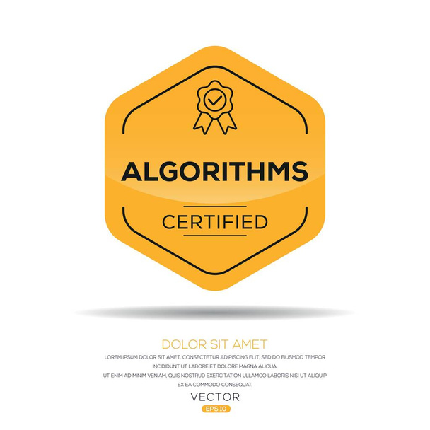 Algoritmos Insignia certificada, ilustración vectorial. - Vector, Imagen