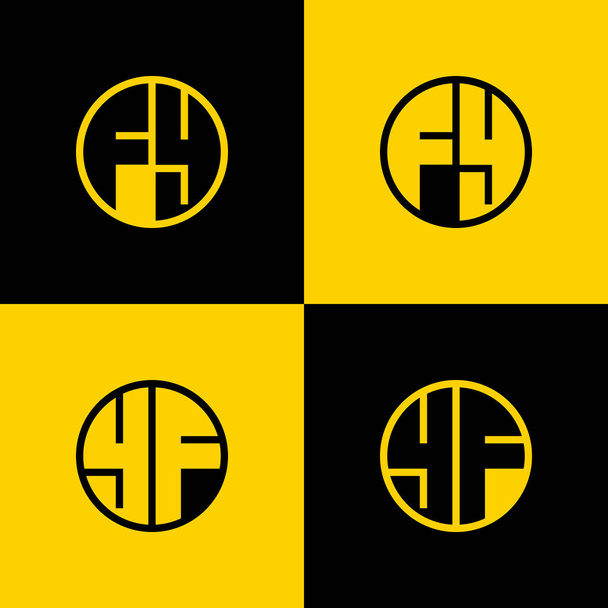 Basit FY ve YF Harf Çemberi Logosu Seti, FY ve YF baş harfleri ile iş için uygun - Vektör, Görsel