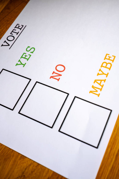 referenda hlasovací papír ano ne nebo možná  - Fotografie, Obrázek
