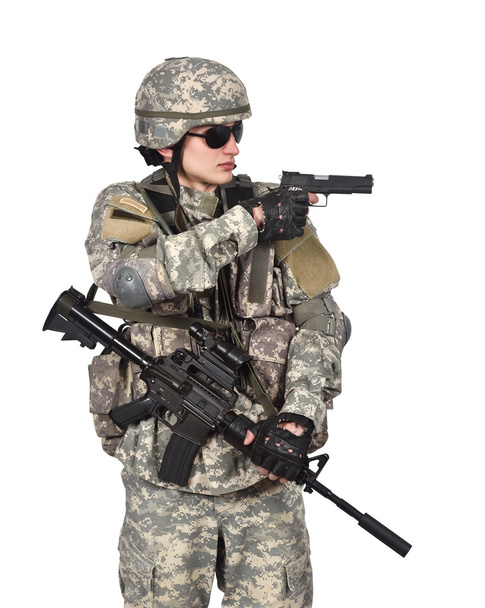 soldier aiming a gun - Foto, Imagem