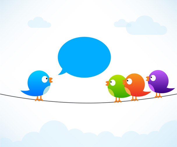 Color birds on wire - Vector, Image