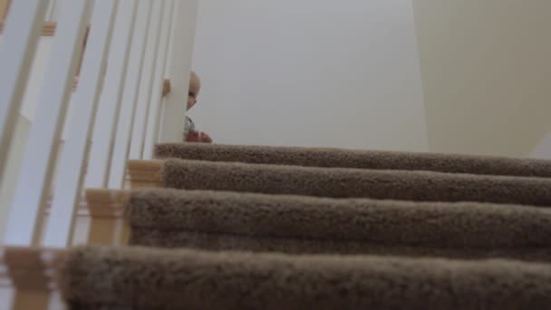 Boy playing on the stairs - Footage, Video