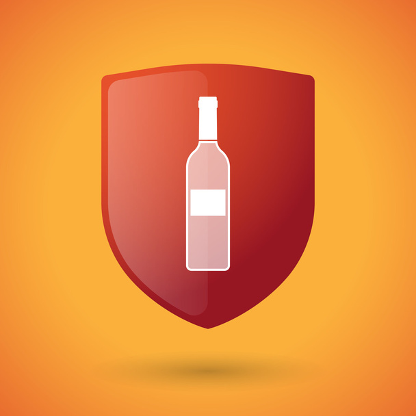 Shield icon with a bottle of wine - Vector, afbeelding
