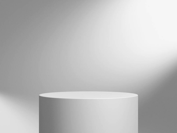 Produkt 3D wyświetla minimalną scenę z geometryczną platformą podium. tło cylindra 3d renderowania z podium. oznacza produkty kosmetyczne. Scena prezentacja na piedestale - Zdjęcie, obraz