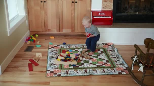 A boy playing with his toys - Footage, Video