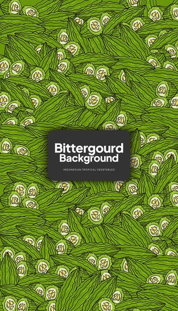 Bittere kalebas illustratie, tropische plantaardige achtergrond ontwerp template - Vector, afbeelding