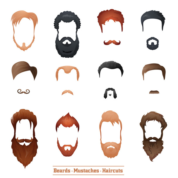 Beards and Mustaches  set - Vector, Image
