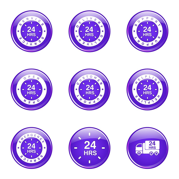 24 Hours Services Icon Set - Vektor, Bild