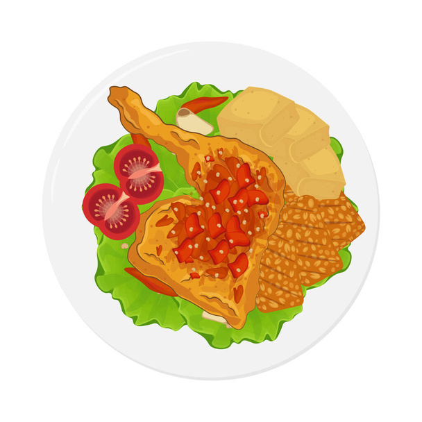 Spicy Smashed poulet ou ayam geprek vecteur illustration logo - Vecteur, image