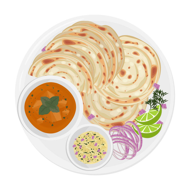 Kerala Paratha Malabar Paratha ou curry Paratha logotipo ilustração vetor - Vetor, Imagem