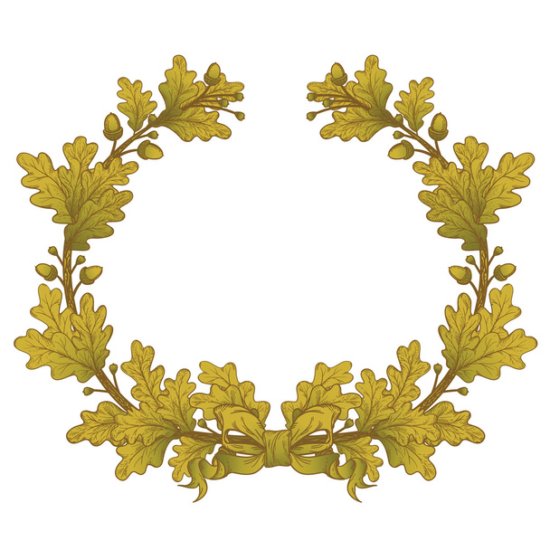 Gold Oak Wreaths - Διάνυσμα, εικόνα