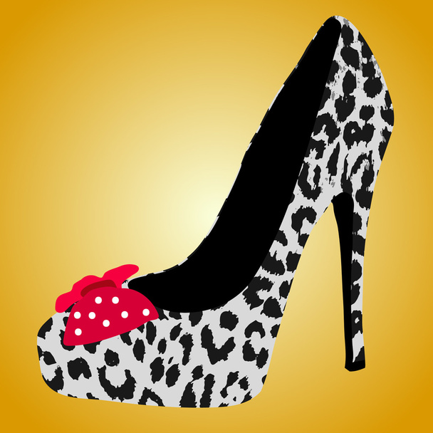 Illustration with woman shoe and leopard skin - Vetor, Imagem