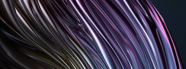 暗い大気の紫色および青い重い金属の版の反射的な未来的な幾何学的なエレガントな現代3Dレンダリングの抽象的な背景の良質の3dのイラスト - 写真・画像