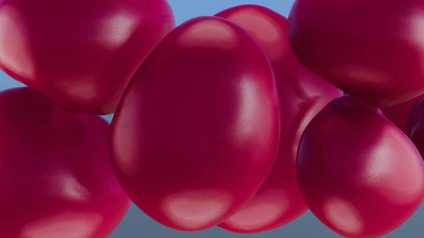 Kapalı bir alana sığmaya çalışan balonların 3 boyutlu olarak şişirilmesi tuhaf ama gergin bir sahne yaratıyor.. - Fotoğraf, Görsel