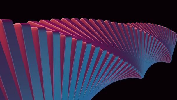 Abstrakte 3D-Würfel, die sich in hypnotisierender Weise spiralförmig drehen und vor schwarzem Sci-Fi-Hintergrund ein hypnotisches und visuell eindrucksvolles Bild ergeben. - Foto, Bild