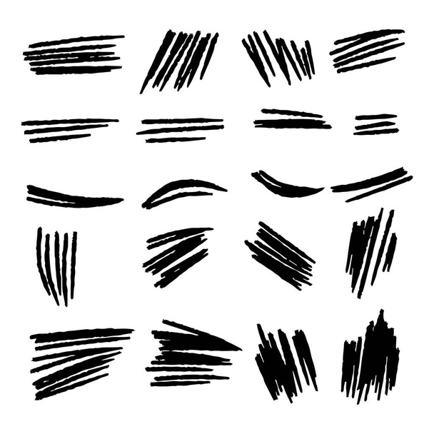 Scribble brush stroke charcoal curly line set illustation for background design  - Vector, Image