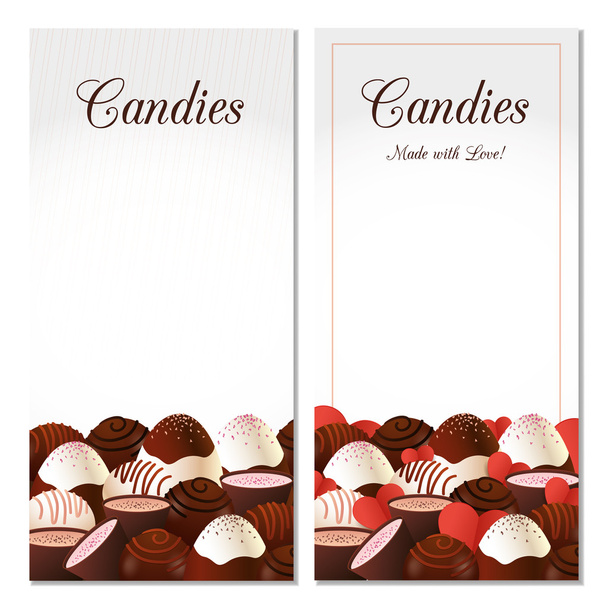Flyers design with candies and hearts - Vector, Image