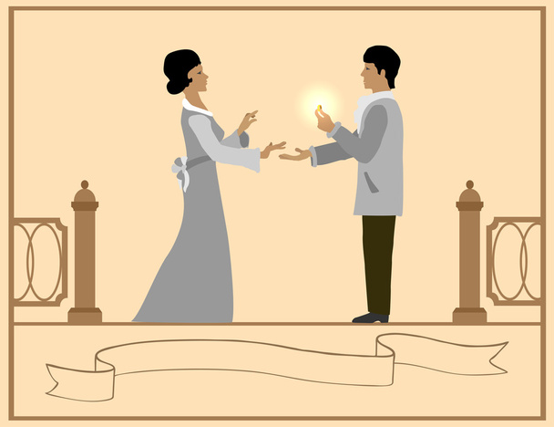 liefde en huwelijk voorstel - Vector, afbeelding