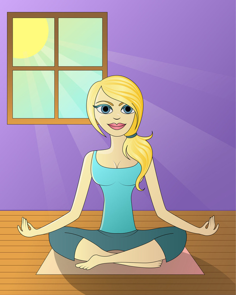 Femme faisant le vecteur de yoga
 - Vecteur, image