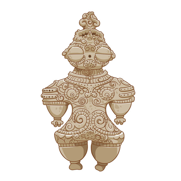 Vector illustration of Dogu, ancient Japanese clay doll in prehistoric times. - Vector, Image