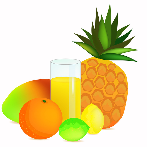 Vaso con zumo y frutas
 - Vector, Imagen