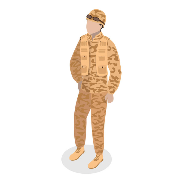 3D ізометричний плоский векторний набір військовослужбовців, символи в уніформі. Елемент 4 - Вектор, зображення