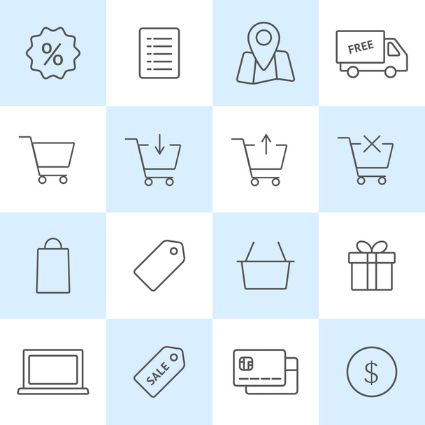 Online shopping icons set - Vector, Image