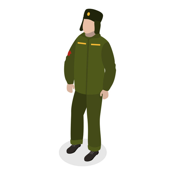 Conjunto de Vectores Planos Isométricos 3D de Personas Militares, Personajes en Uniforme. Punto 6 - Vector, Imagen