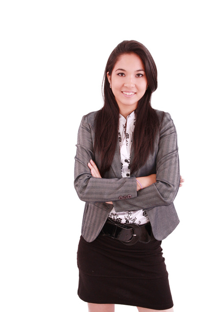 Glimlachende zakenvrouw, geïsoleerd op witte achtergrond - Foto, afbeelding