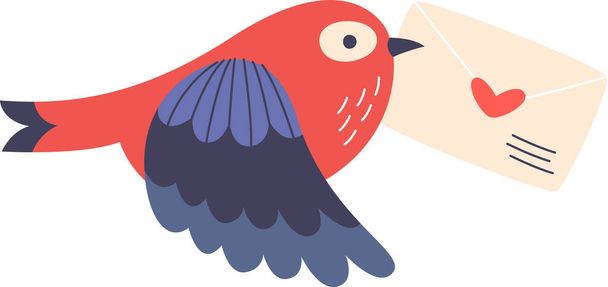 Illustration vectorielle d'oiseau avec enveloppe - Vecteur, image