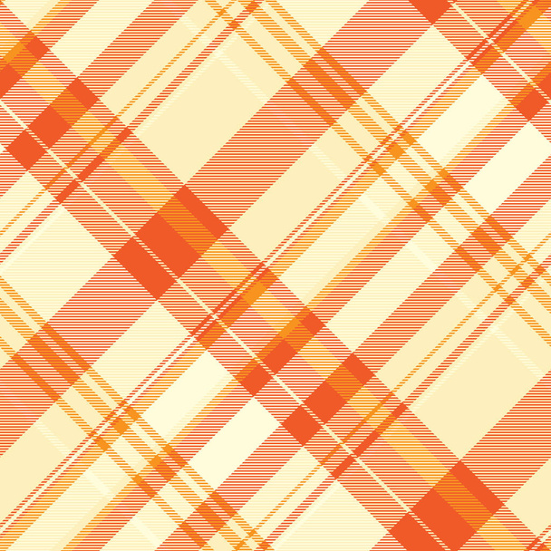 Textura confortável têxtil sem costura, piso fundo verificar tartan. Jersey tecido padrão vetor xadrez em cores laranja e luz. - Vetor, Imagem