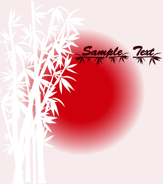 Vector illustration of bamboo silhouette over sun - Vecteur, image