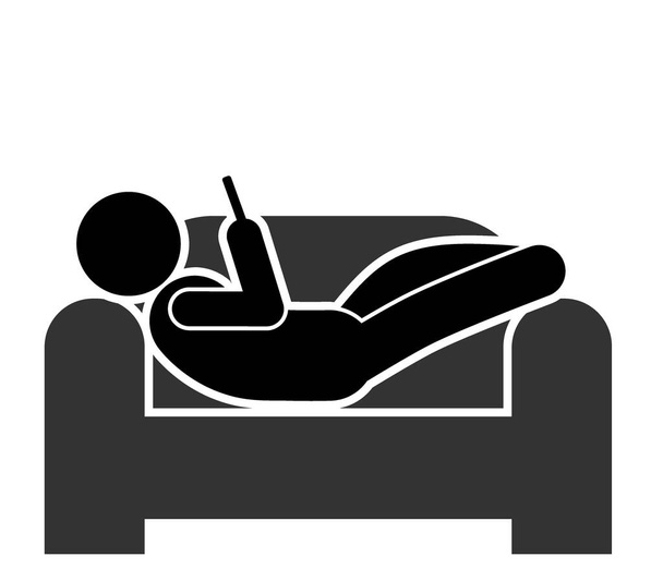illustrazione vettoriale di persone che si rilassano sul divano, sdraiate sul divano - Vettoriali, immagini