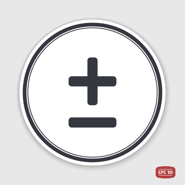 Plus and minus icons. Flat design style. Emblem or label with shadow. - Vector, Image