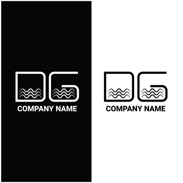 DG letter logo with ocean waves and sunset. Beach concept design and combine  letter logo - Vector, Image