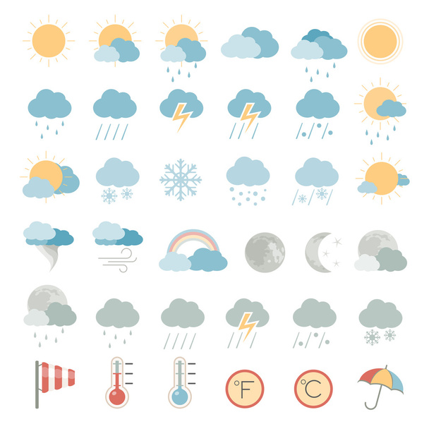 Плоские иконки - Погода
 - Вектор,изображение